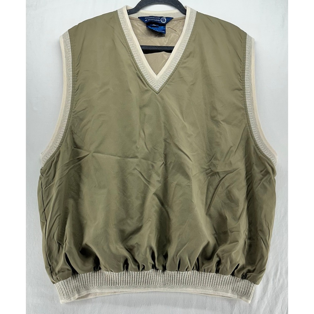 Sunderland of Scotland Mens XL Golf Vest Pullover Classic Olive Green V-Neck